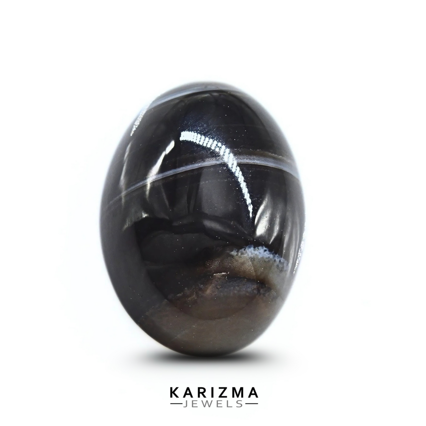 12.8Ct Natural Black and Grey Sulemani Hakik Oval Gemstone