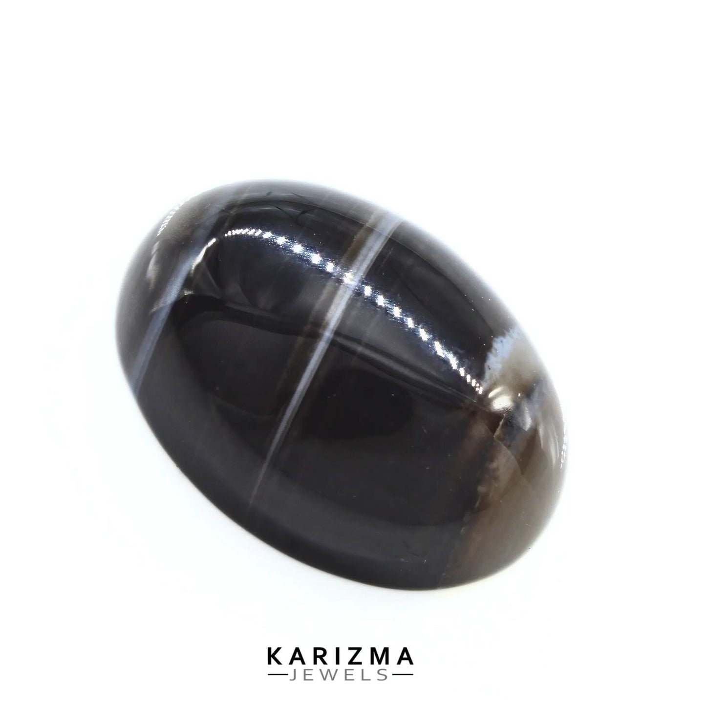 12.8Ct Natural Black and Grey Sulemani Hakik Oval Gemstone