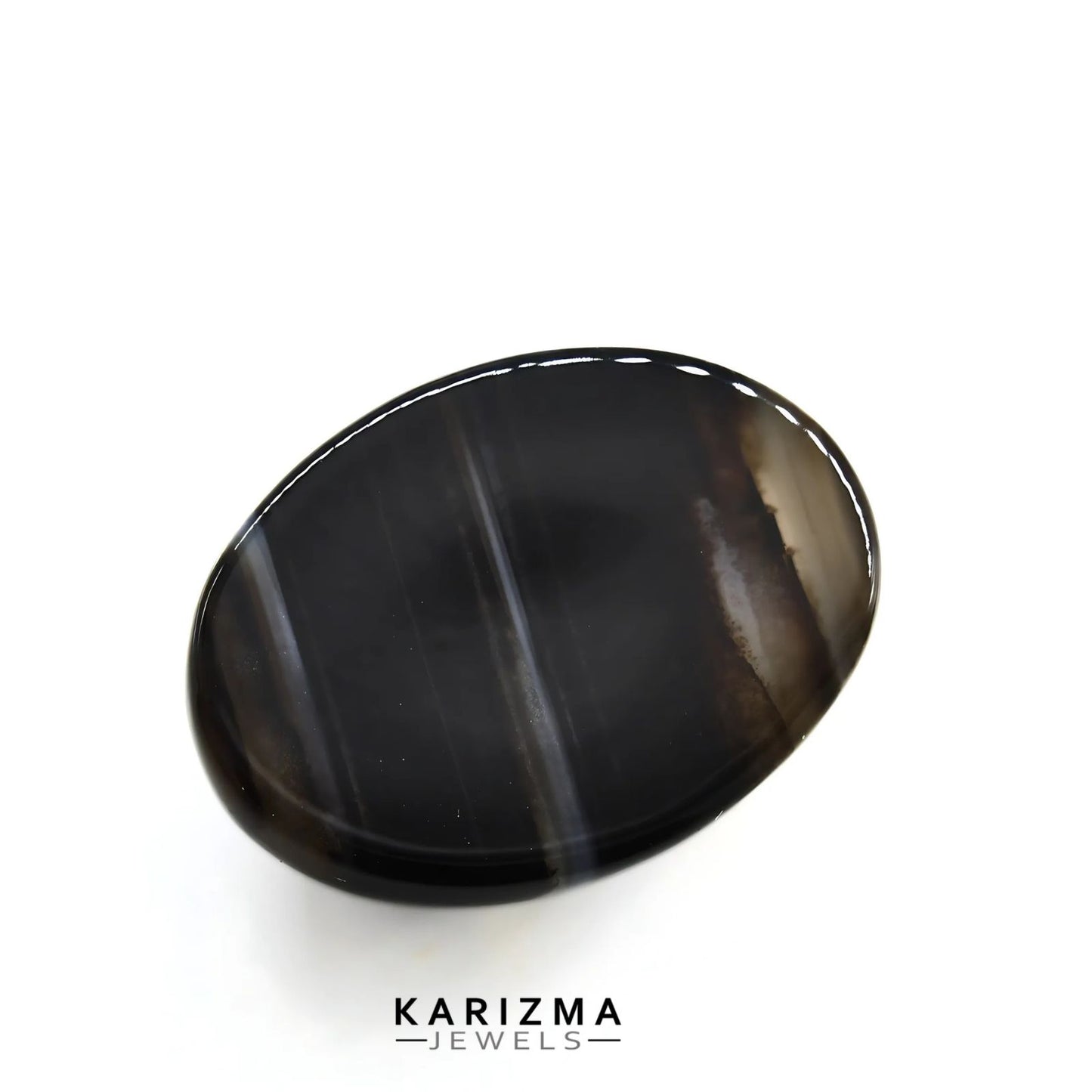 12.8Ct Natural Black and Grey Sulemani Hakik Oval Gemstone
