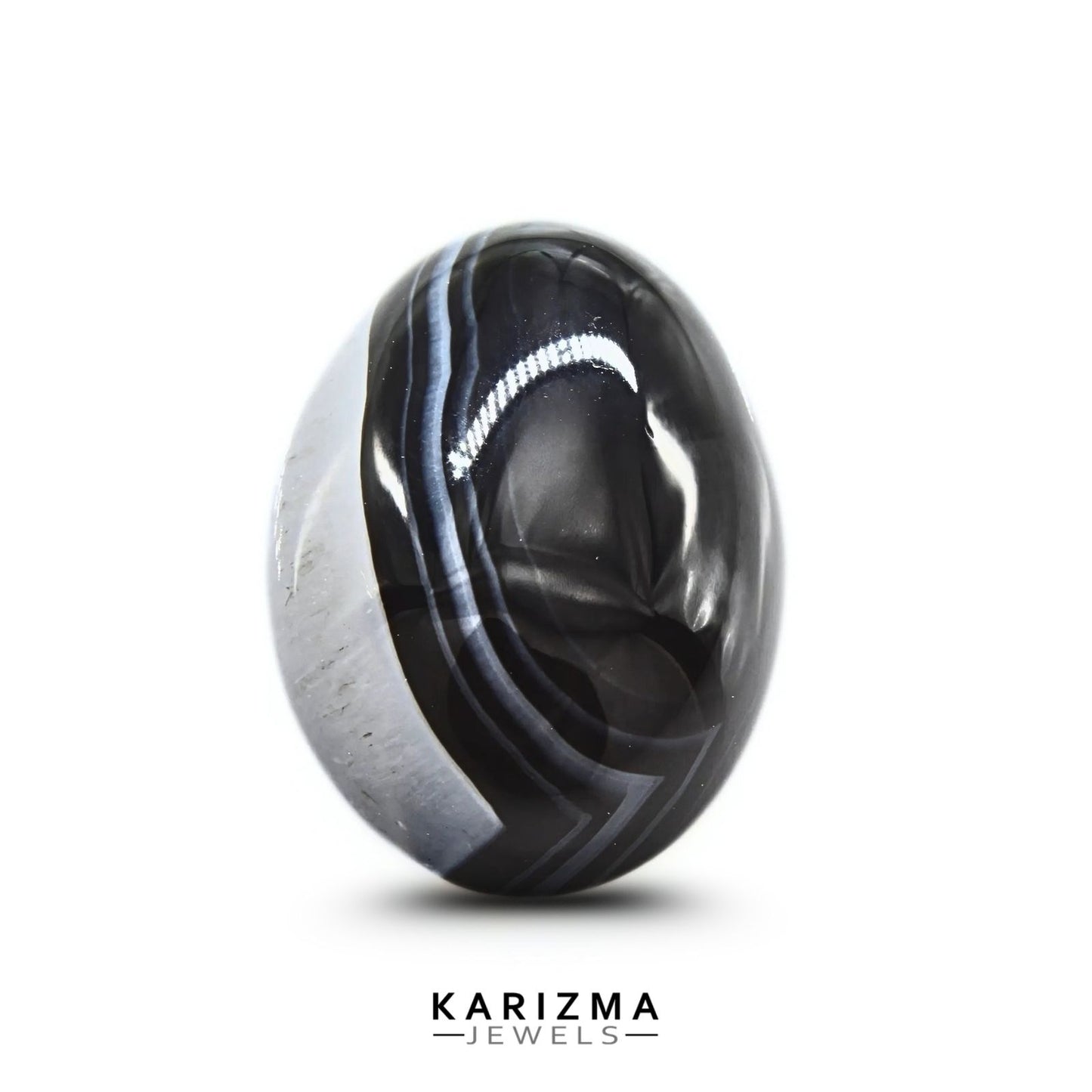 12.7Ct Natural Black and Grey Sulemani Hakik Oval Gemstone