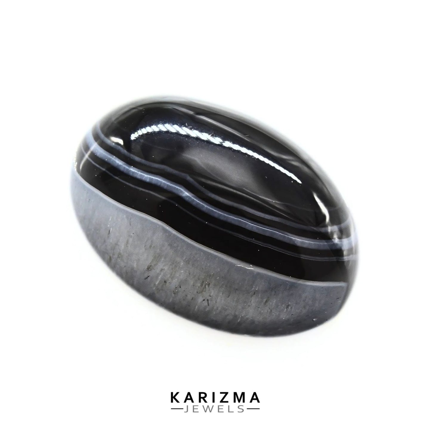 12.7Ct Natural Black and Grey Sulemani Hakik Oval Gemstone