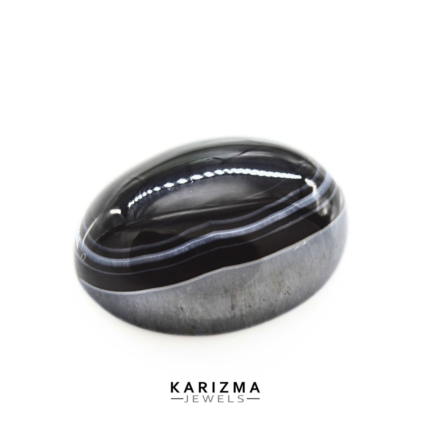 12.7Ct Natural Black and Grey Sulemani Hakik Oval Gemstone