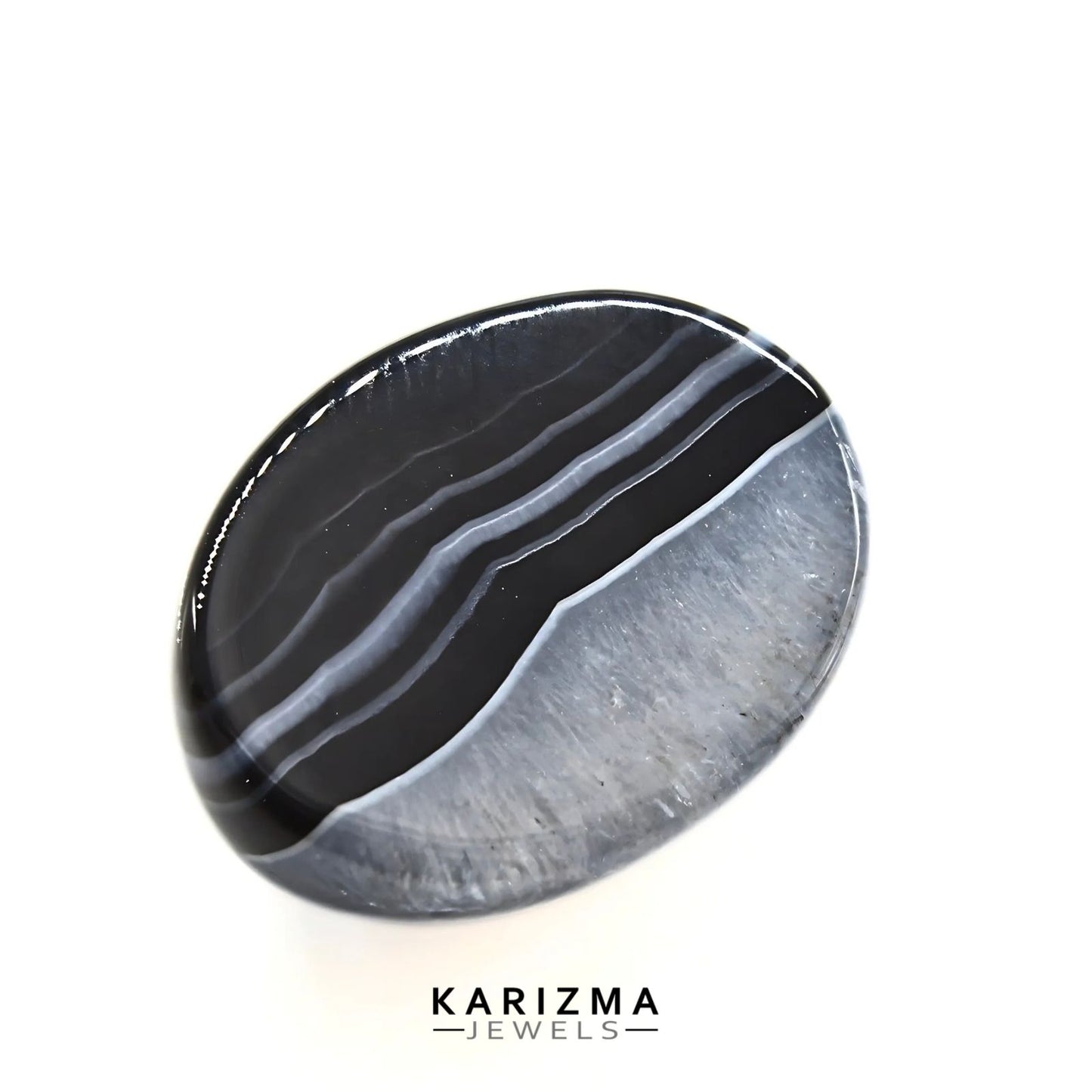 12.7Ct Natural Black and Grey Sulemani Hakik Oval Gemstone