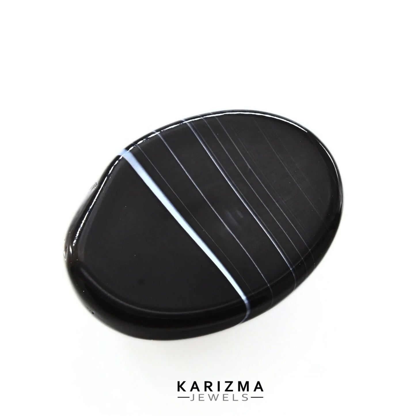 12.4Ct Natural Black and Grey Sulemani Hakik Oval Gemstone