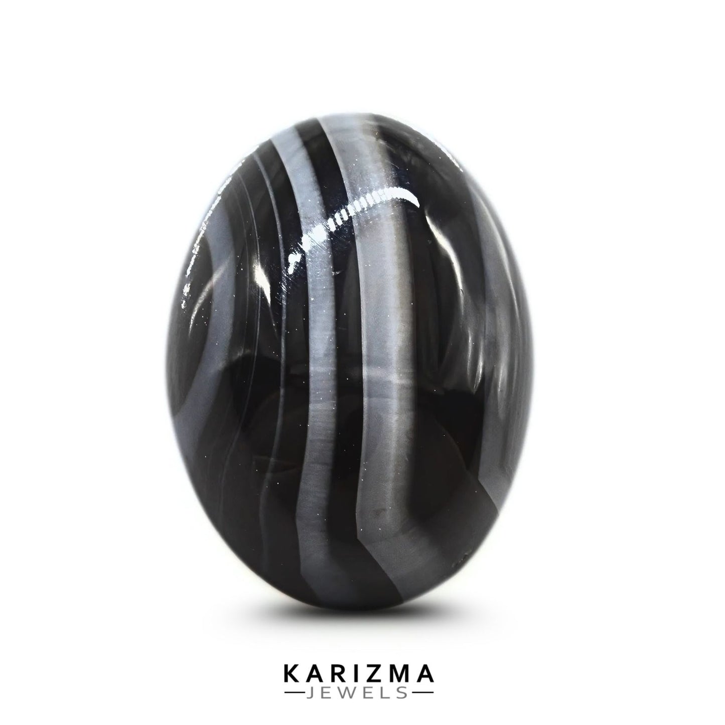 12.8Ct Natural Black and Grey Sulemani Hakik Oval Gemstone
