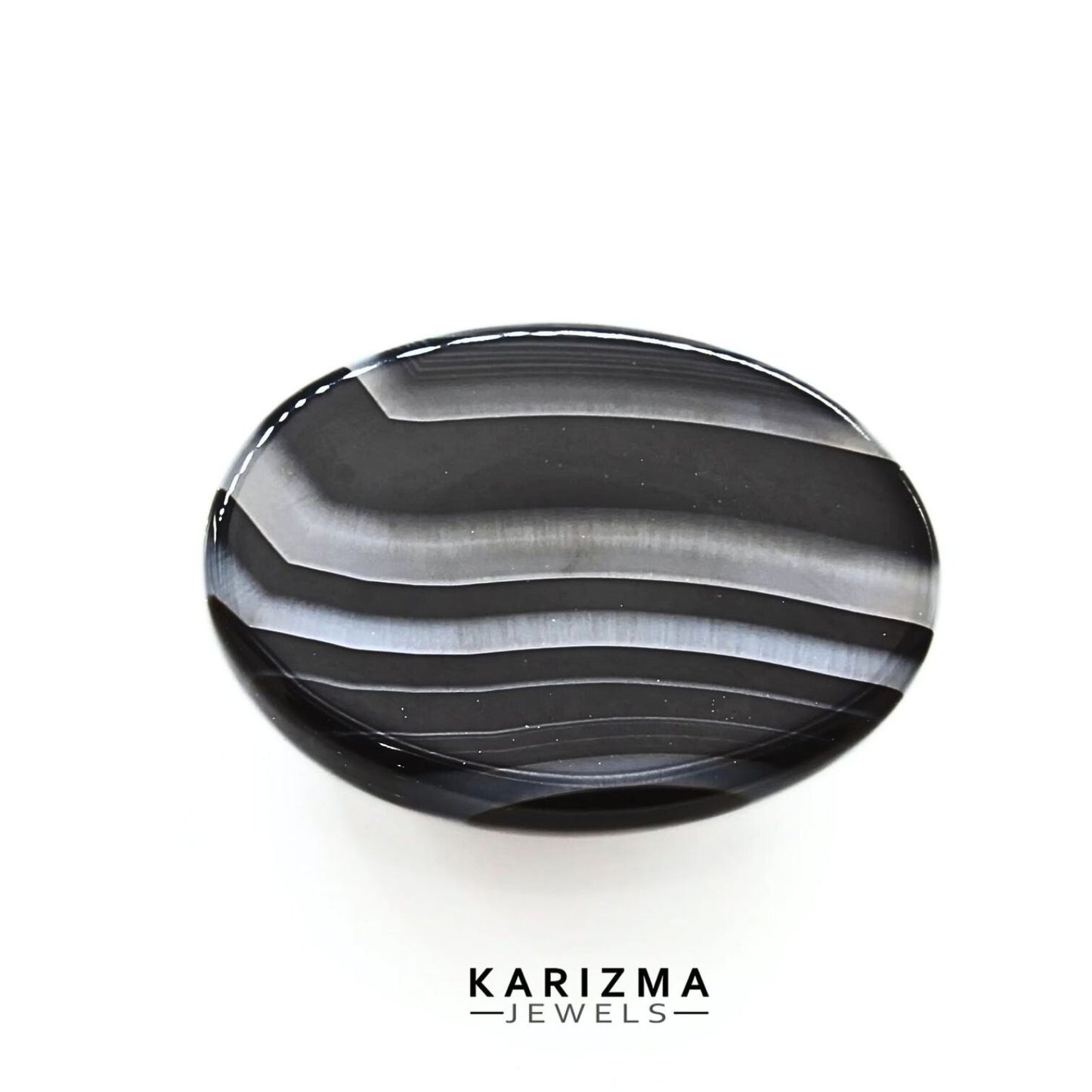 12.8Ct Natural Black and Grey Sulemani Hakik Oval Gemstone
