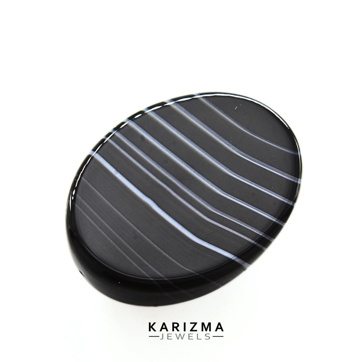 12.7Ct Natural Black and Grey Sulemani Hakik Oval Gemstone