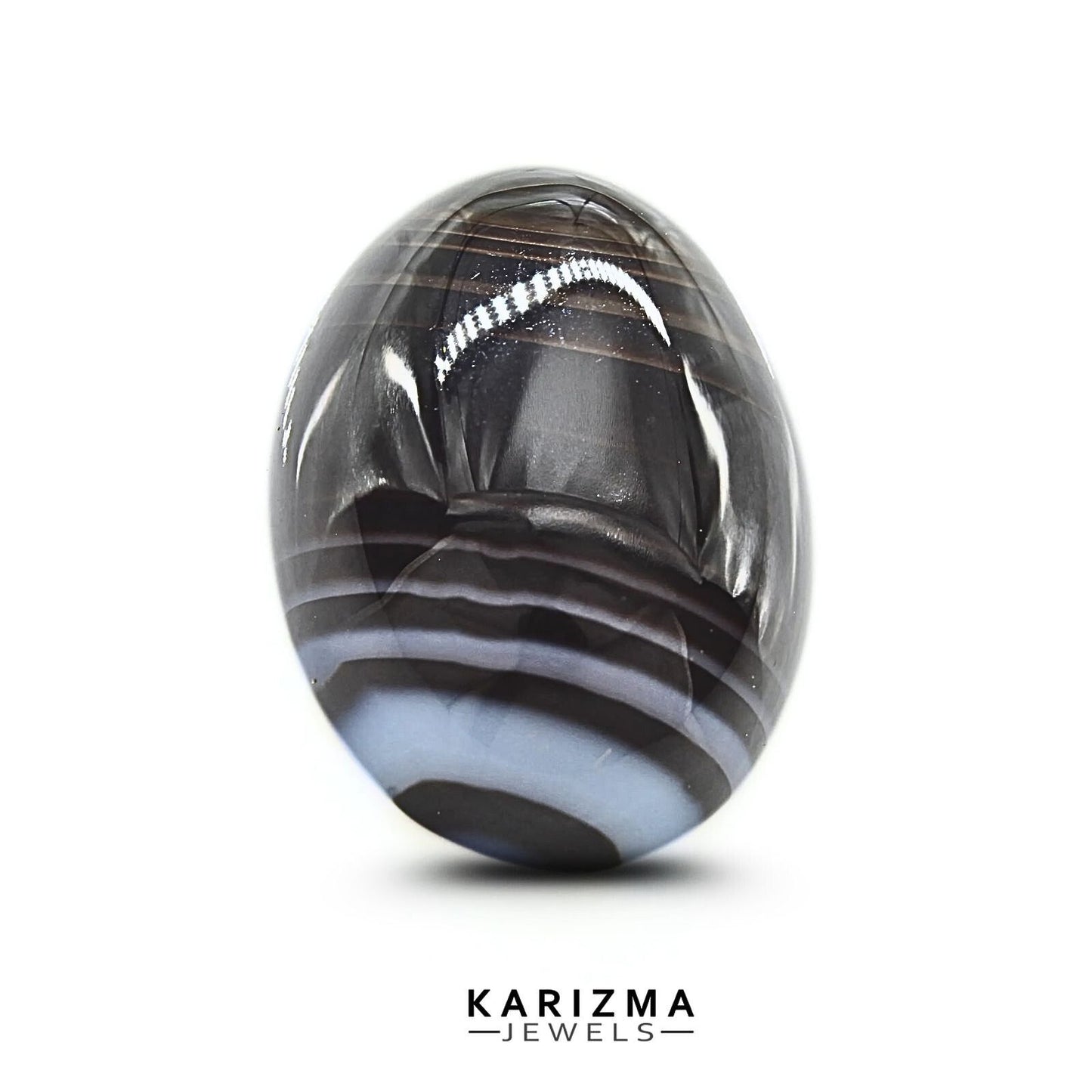 12.9Ct Natural Black and Grey Sulemani Hakik Oval Gemstone