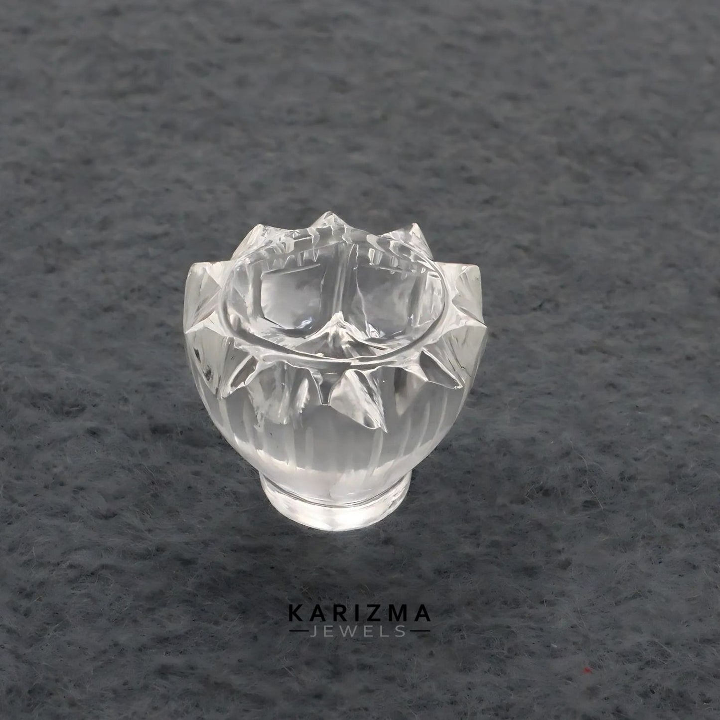 45.4CT Natural Crystal Quartz (Sphetic) Religious Lotus Flower Laxmi Charan Paduka