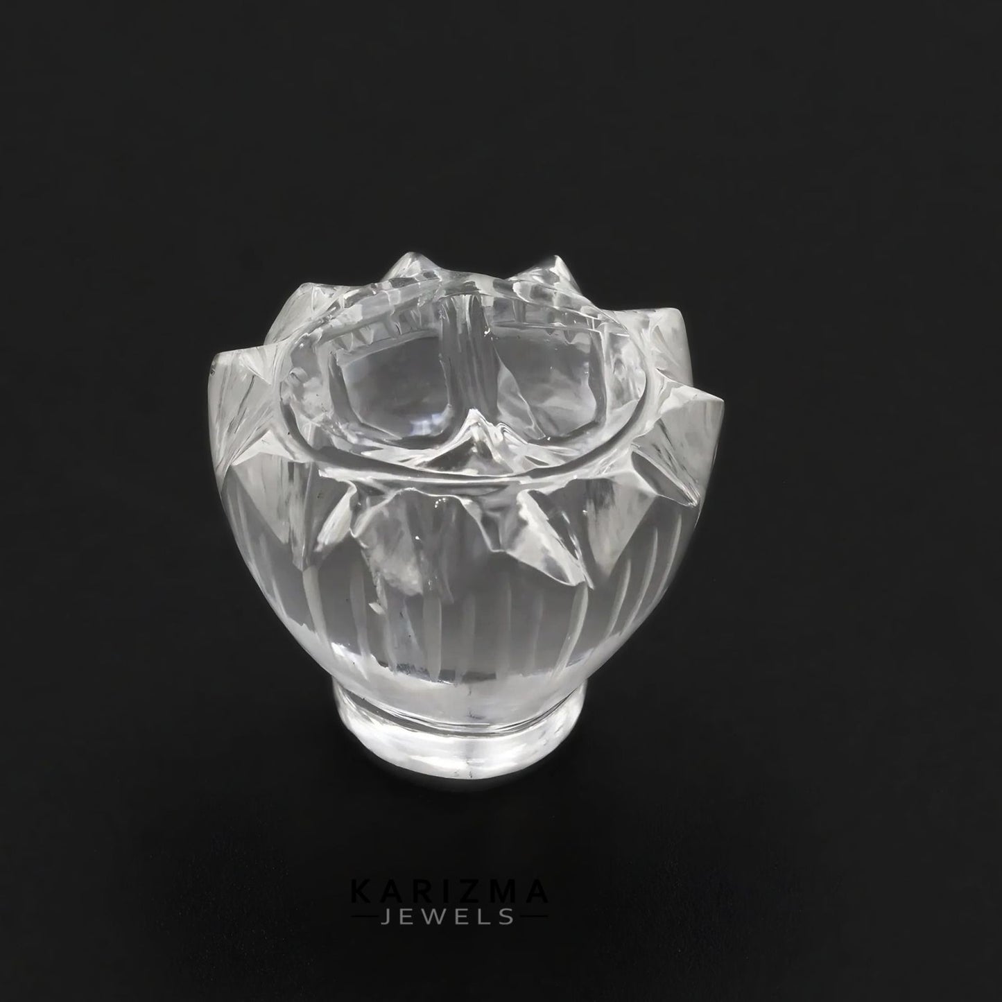 45.4CT Natural Crystal Quartz (Sphetic) Religious Lotus Flower Laxmi Charan Paduka