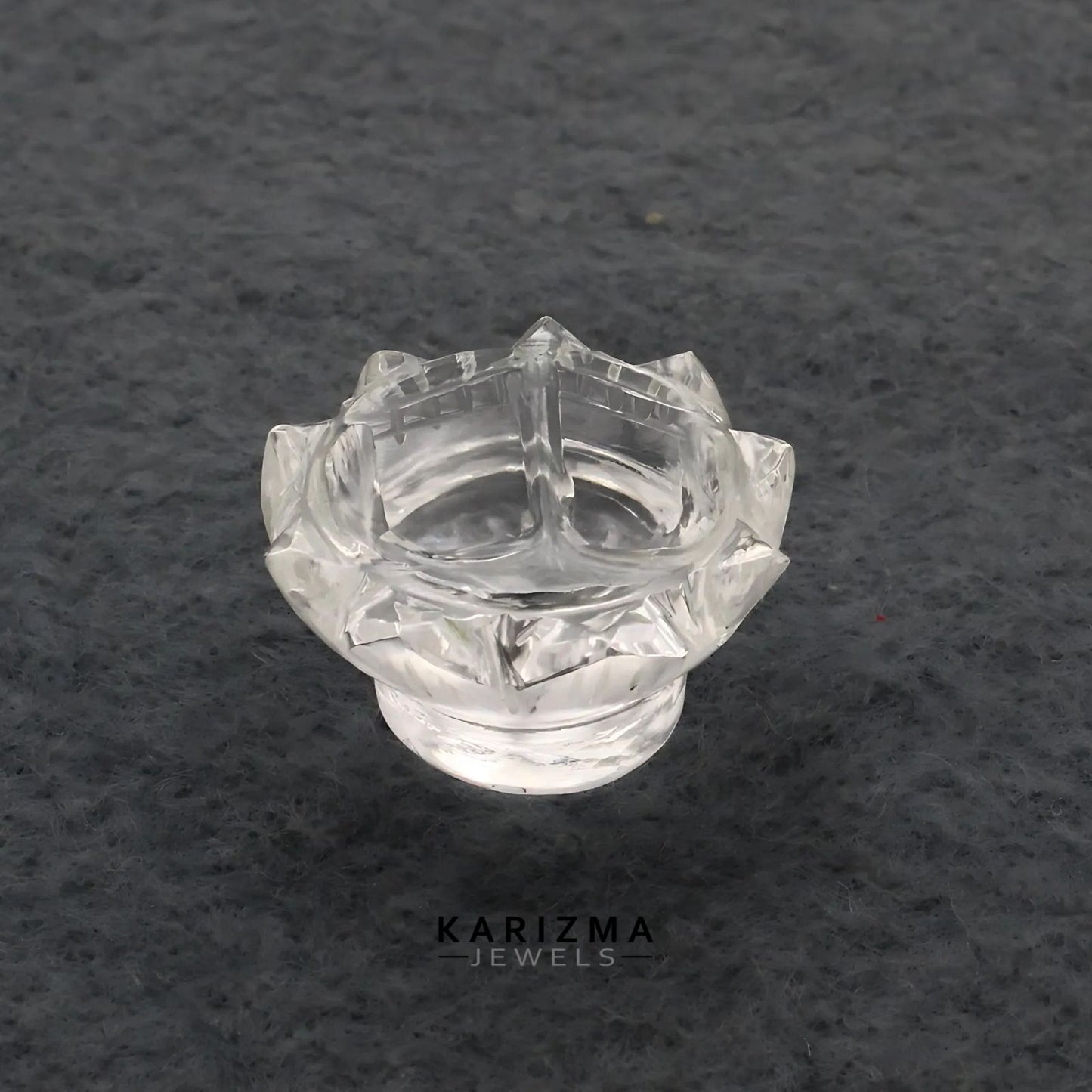 38.6CT Natural Crystal Quartz (Sphetic) Religious Lotus Flower Laxmi Charan Paduka