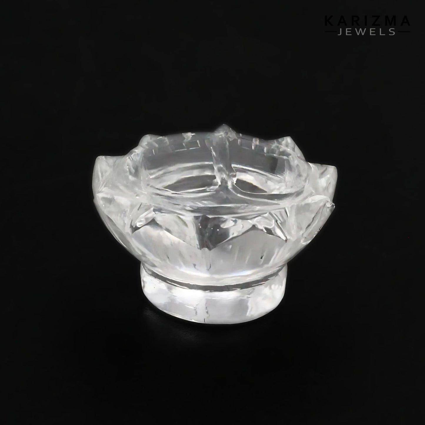 38.6CT Natural Crystal Quartz (Sphetic) Religious Lotus Flower Laxmi Charan Paduka