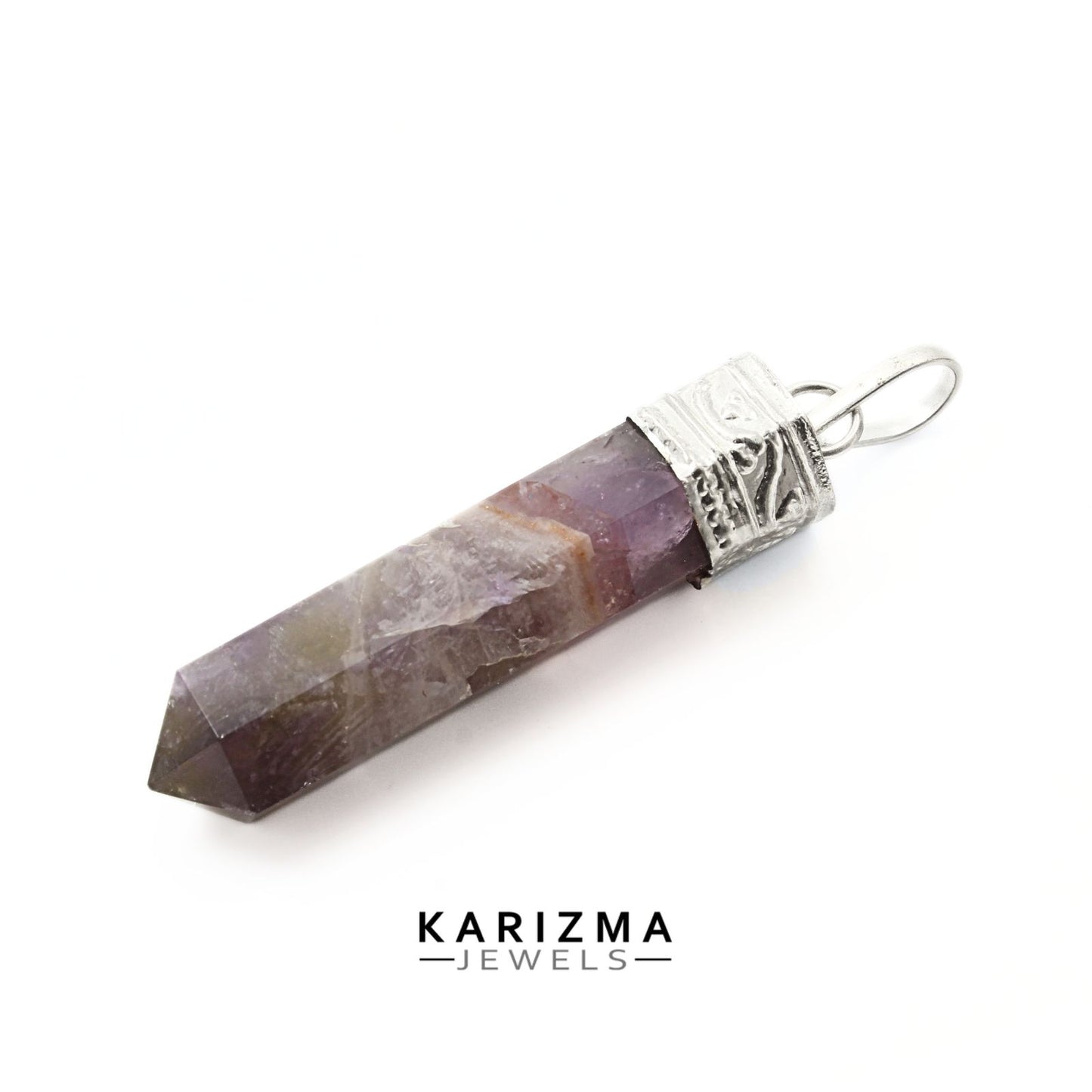 26.1 Ct Natural Purple Amethyst Gemstone Healing Point Pencil Pendant