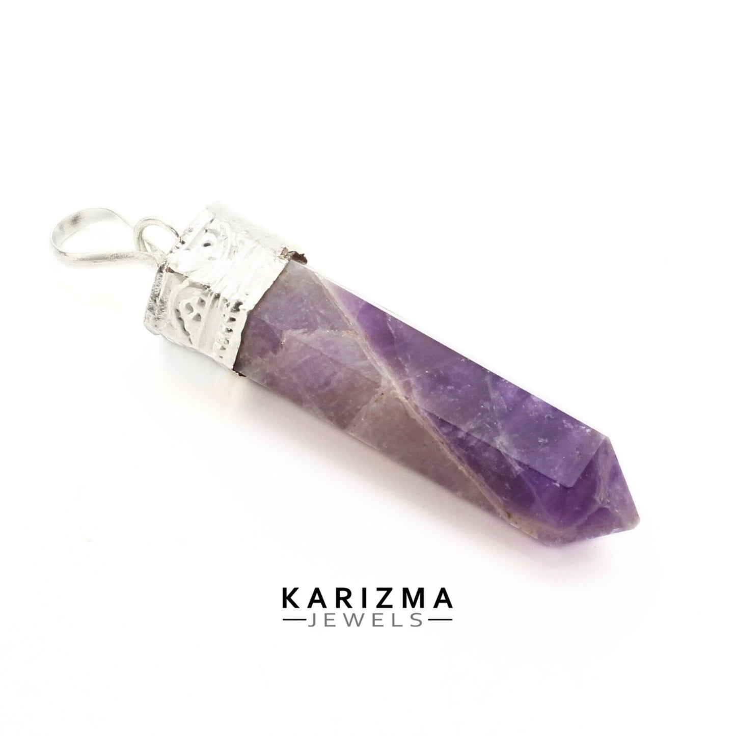 26.1 Ct Natural Purple Amethyst Gemstone Healing Point Pencil Pendant