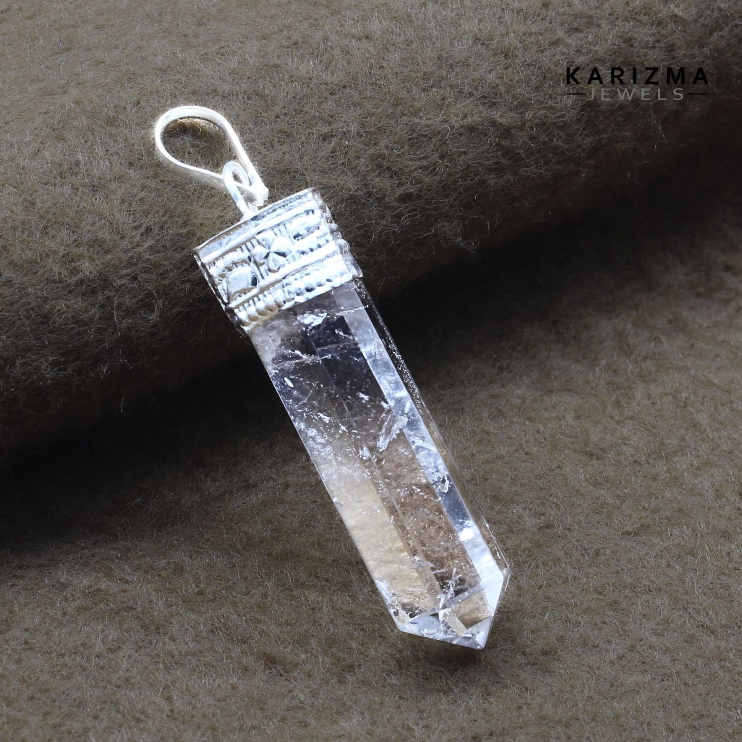 28.9Ct Natural Quartz Crystal Healing Point Pencil Pendant