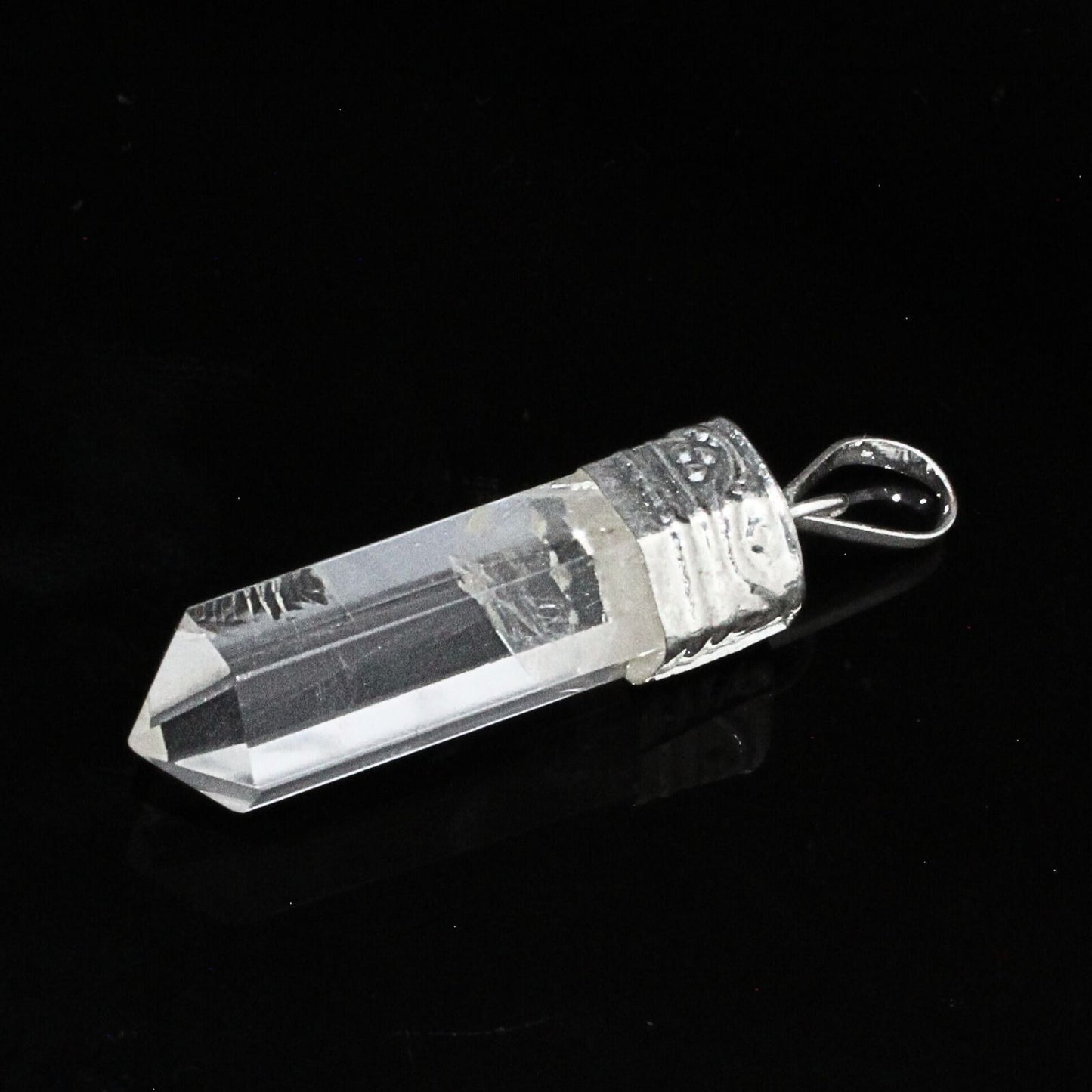 22.8Ct Natural Quartz Crystal Healing Point Pencil Pendant