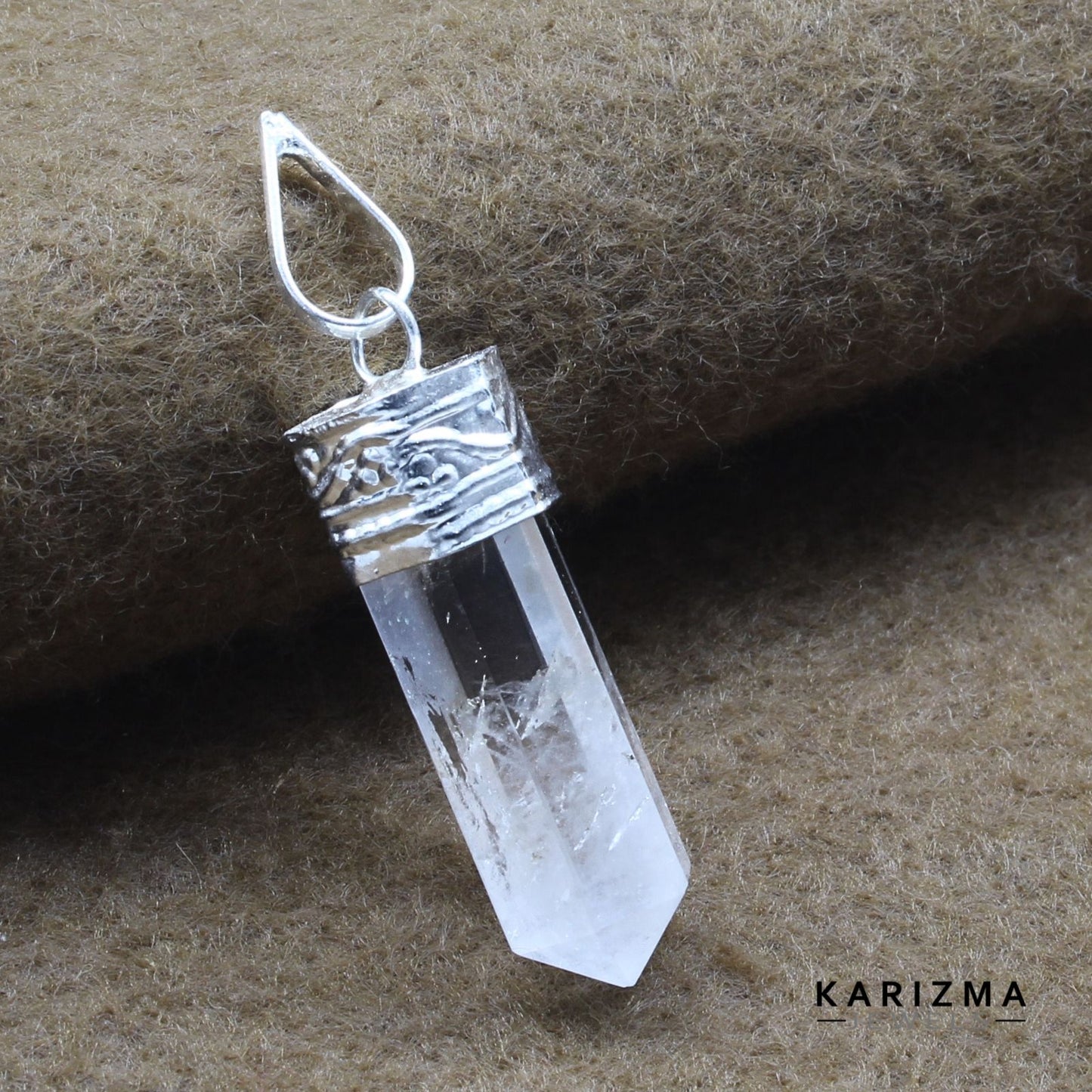 20.6Ct Natural Quartz Crystal Healing Point Pencil Pendant