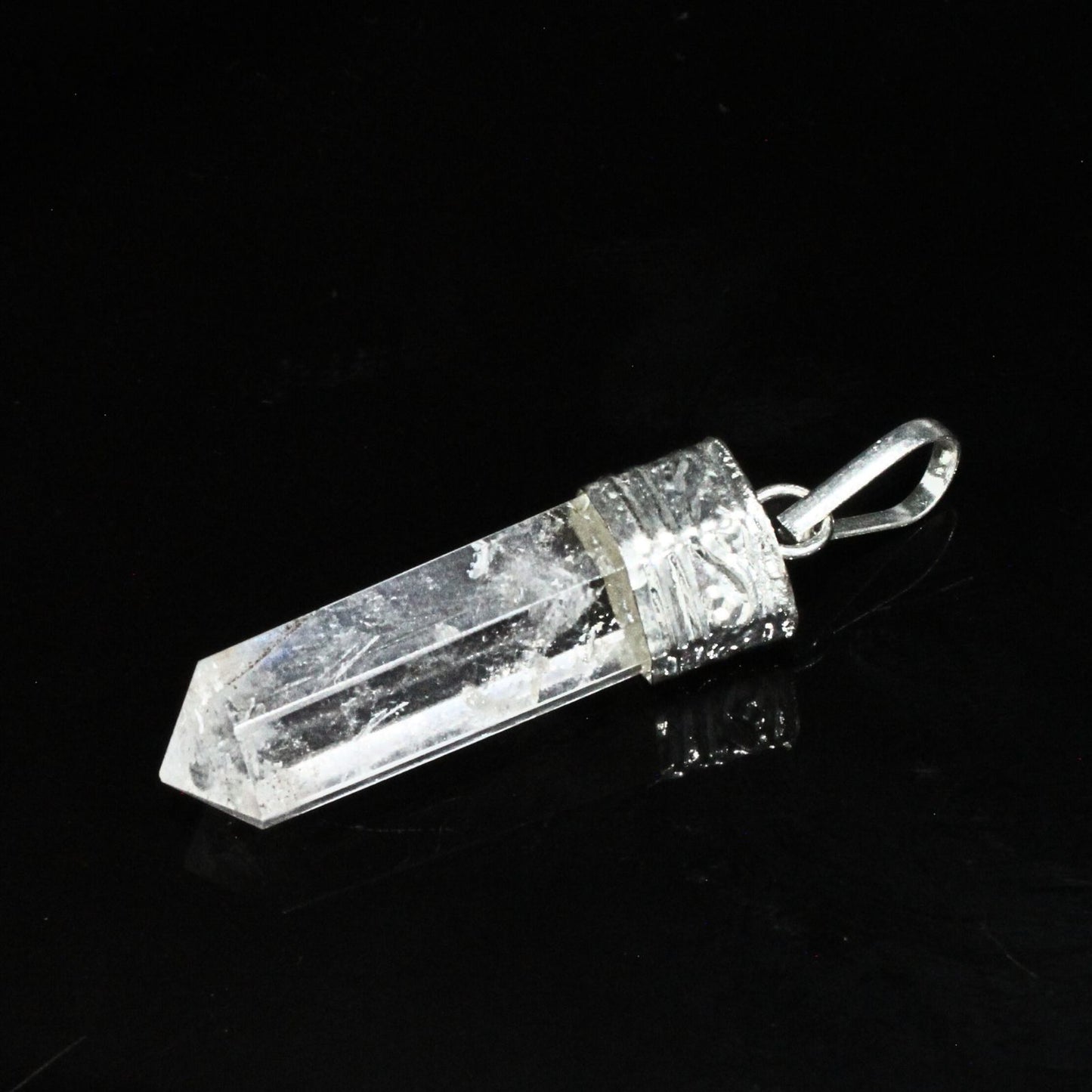 23Ct Natural Quartz Crystal Healing Point Pencil Pendant