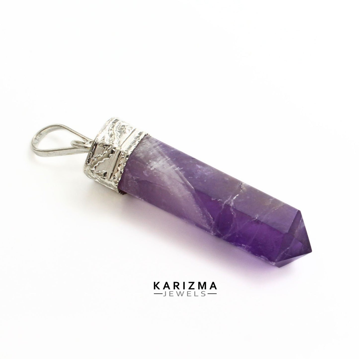 27.4Ct Natural Purple Amethyst Gemstone Healing Point Pencil Pendant