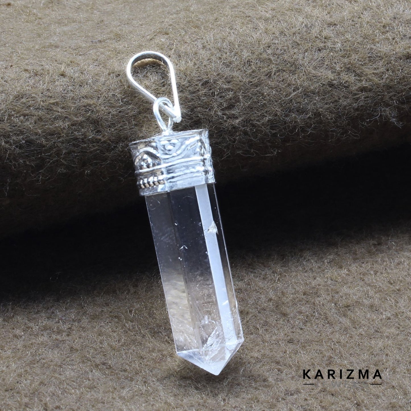 22.3Ct Natural Quartz Crystal Healing Point Pencil Pendant