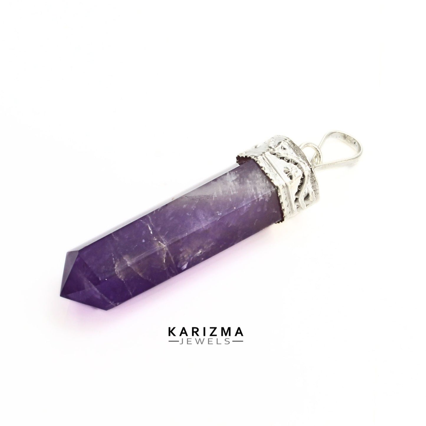 27.4Ct Natural Purple Amethyst Gemstone Healing Point Pencil Pendant
