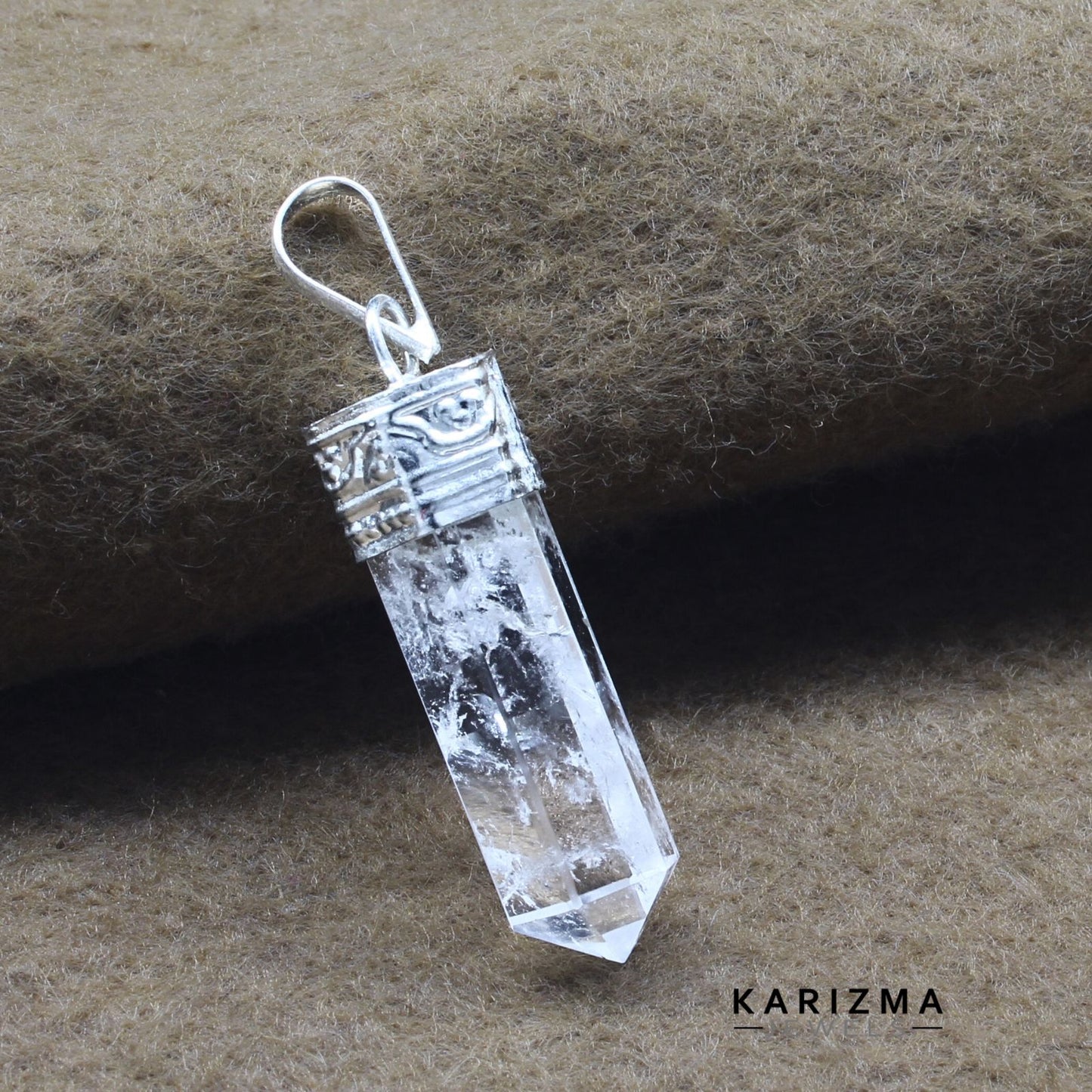 22.3Ct Natural Quartz Crystal Healing Point Pencil Pendant