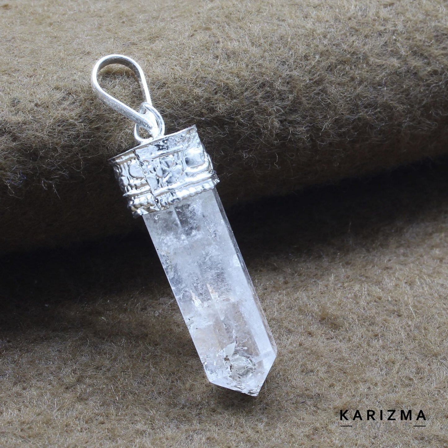20.8Ct Natural Quartz Crystal Healing Point Pencil Pendant