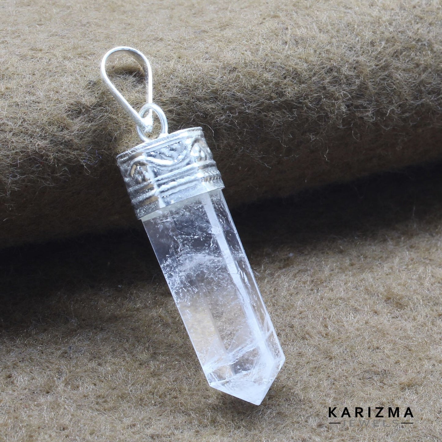 21.8Ct Natural Quartz Crystal Healing Point Pencil Pendant