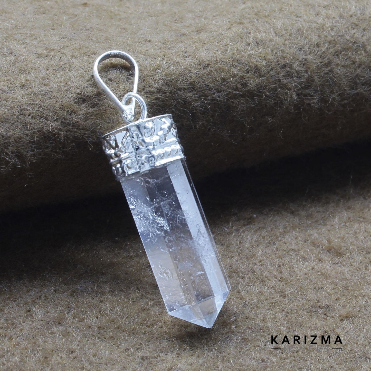 23.7Ct Natural Quartz Crystal Healing Point Pencil Pendant