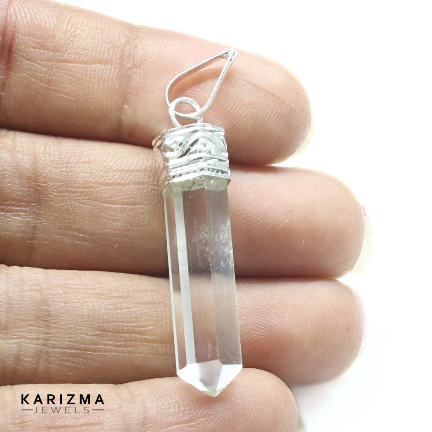 16.6Ct Natural Quartz Crystal Healing Point Pencil Pendant
