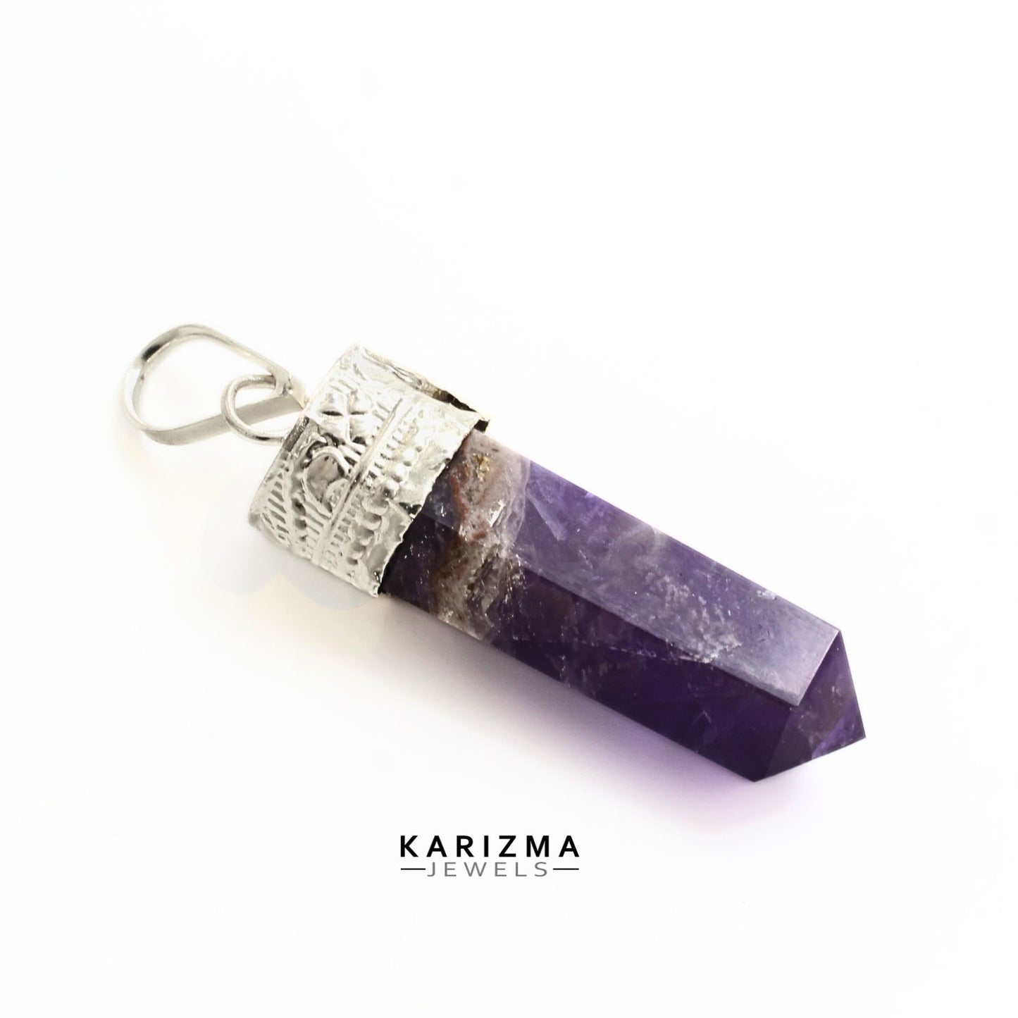 23.5Ct Natural Purple Amethyst Gemstone Healing Point Pencil Pendant