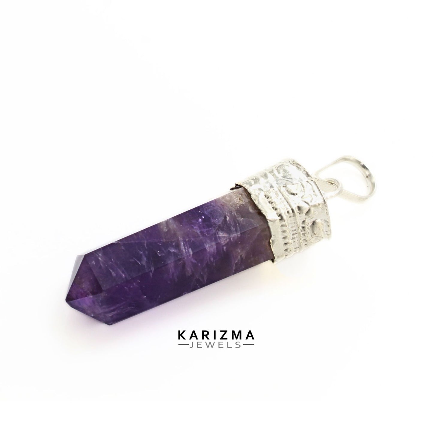 23.5Ct Natural Purple Amethyst Gemstone Healing Point Pencil Pendant