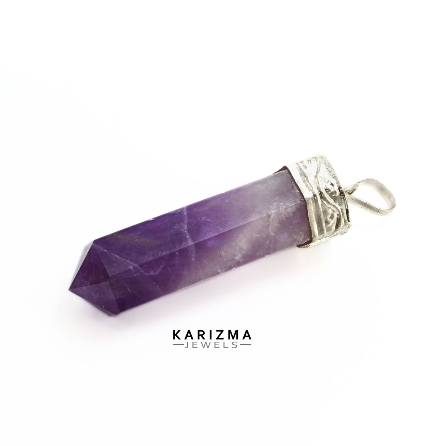 35.6Ct Natural Purple Amethyst Gemstone Healing Point Pencil Pendant