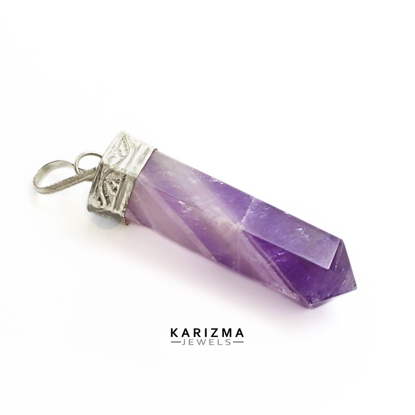 35.6Ct Natural Purple Amethyst Gemstone Healing Point Pencil Pendant
