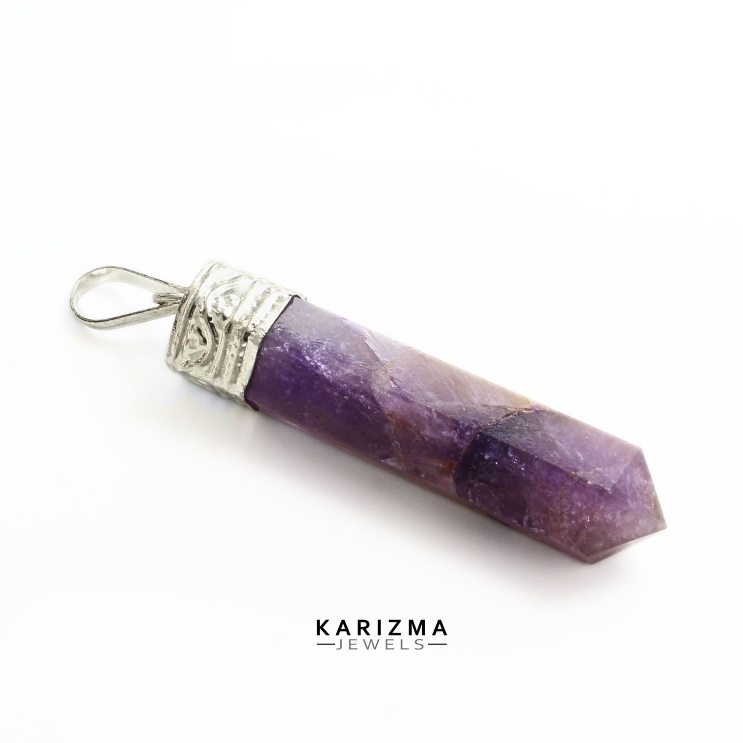 33.8Ct Natural Purple Amethyst Gemstone Healing Point Pencil Pendant