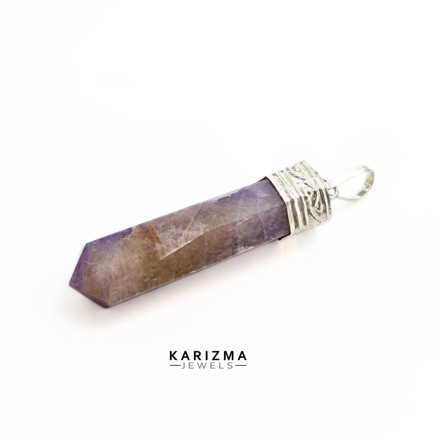33.8Ct Natural Purple Amethyst Gemstone Healing Point Pencil Pendant