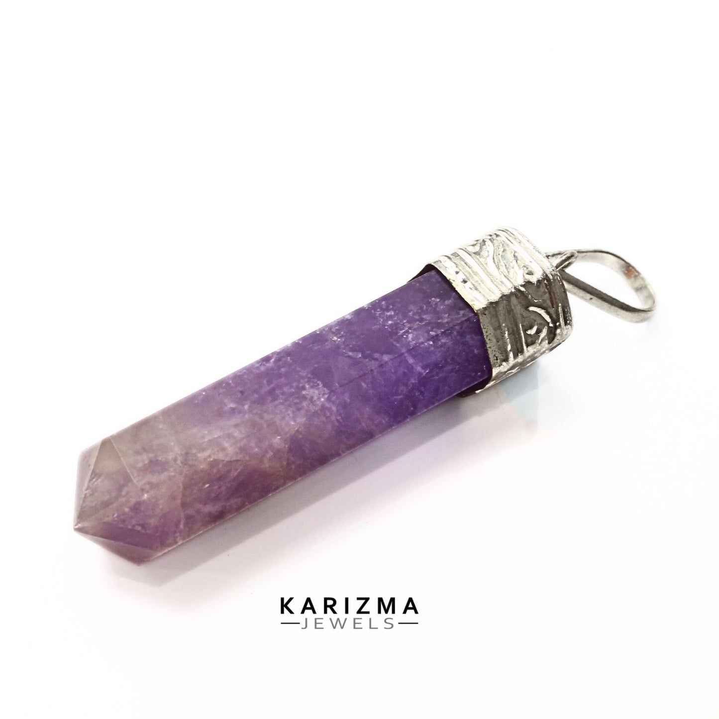 30.3Ct Natural Purple Amethyst Gemstone Healing Point Pencil Pendant