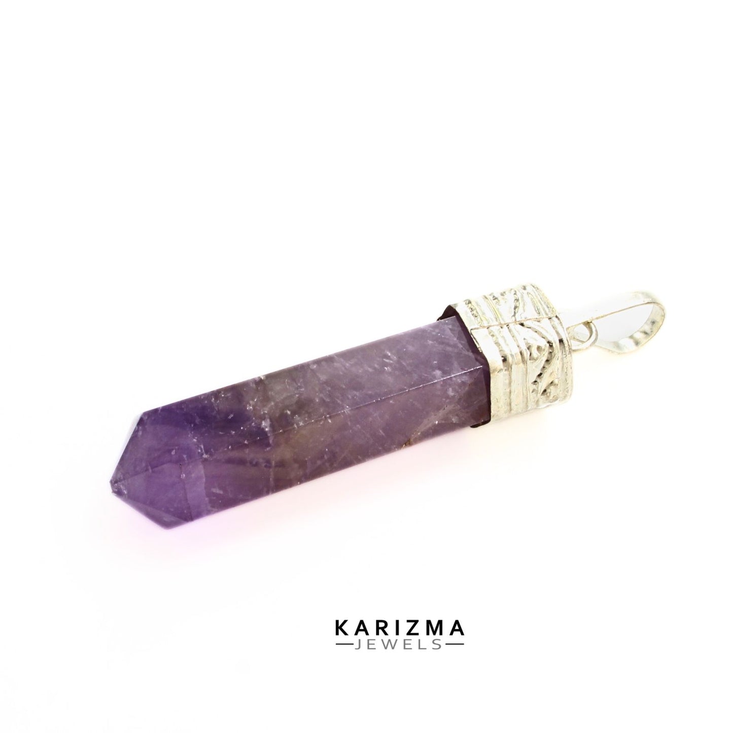 29.1Ct Natural Purple Amethyst Gemstone Healing Point Pencil Pendant