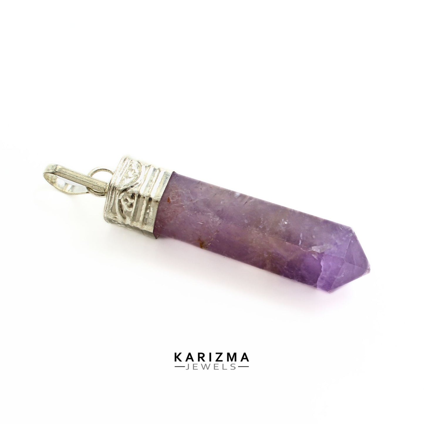 29.1Ct Natural Purple Amethyst Gemstone Healing Point Pencil Pendant