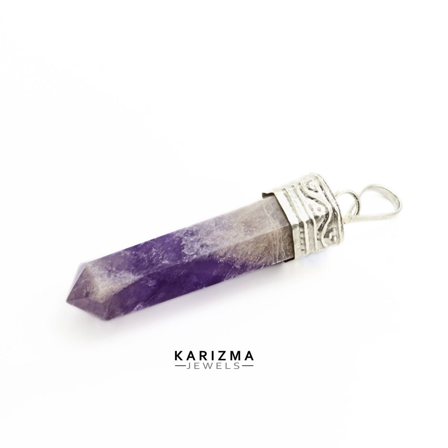 26.5Ct Natural Purple Amethyst Gemstone Healing Point Pencil Pendant