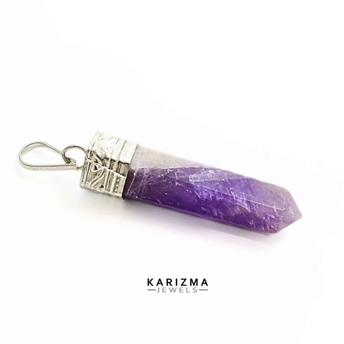 26.5Ct Natural Purple Amethyst Gemstone Healing Point Pencil Pendant