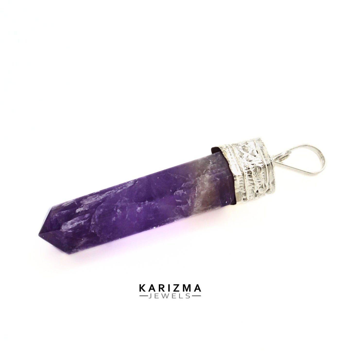 25.5Ct Natural Purple Amethyst Gemstone Healing Point Pencil Pendant