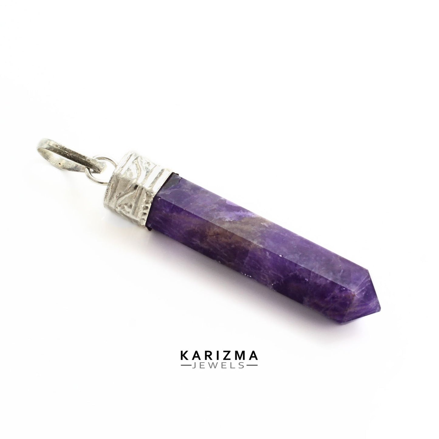 23Ct Natural Purple Amethyst Gemstone Healing Point Pencil Pendant