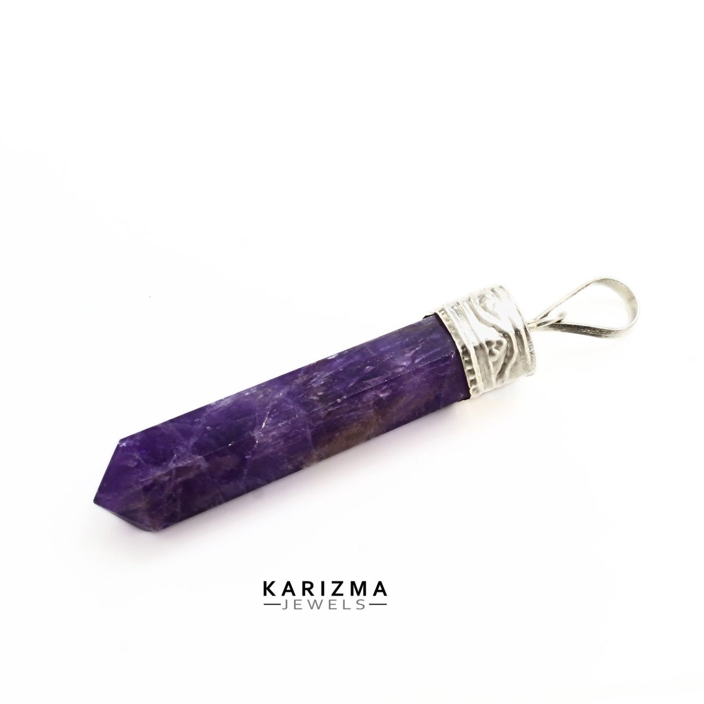 23Ct Natural Purple Amethyst Gemstone Healing Point Pencil Pendant