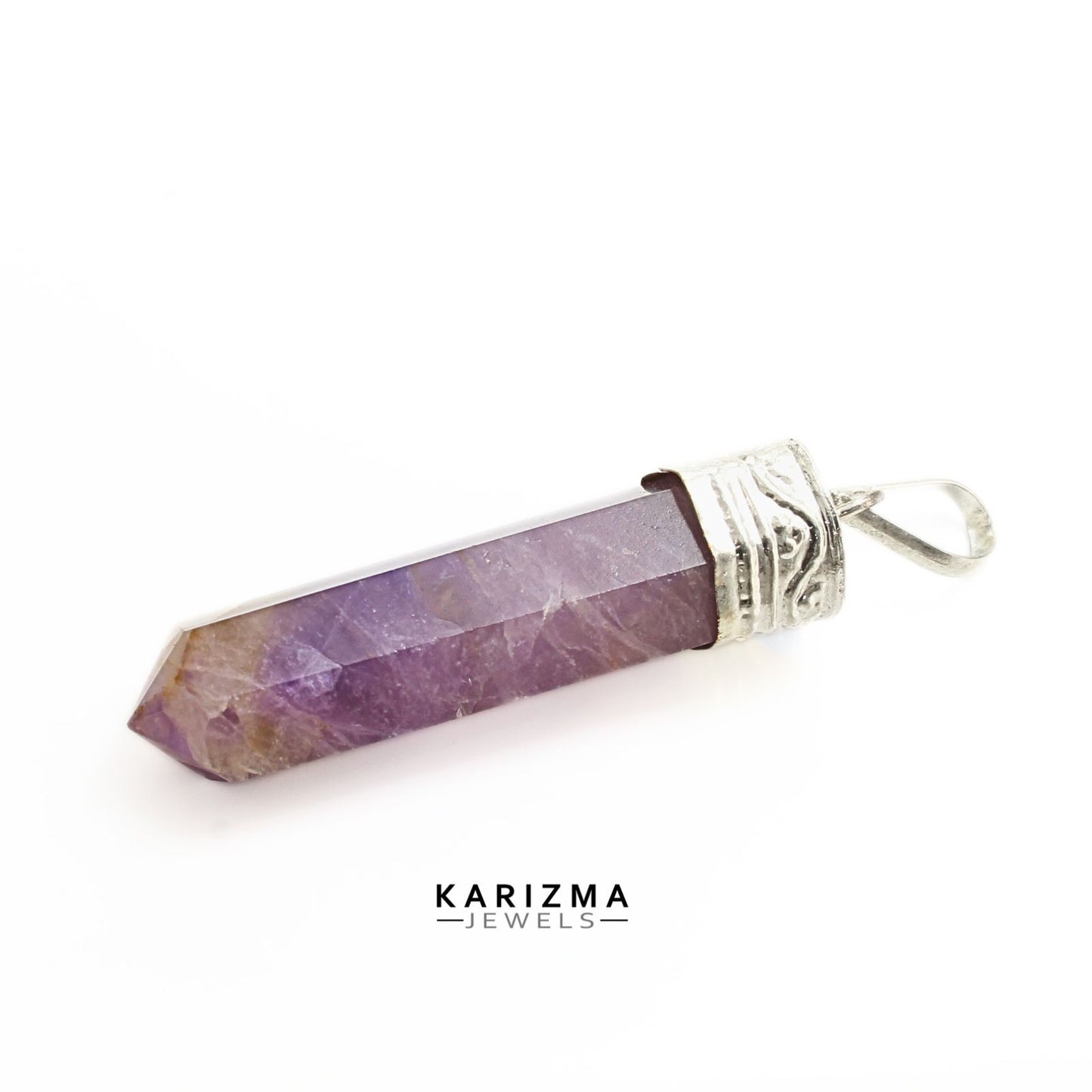 26.5Ct Natural Purple Amethyst Gemstone Healing Point Pencil Pendant