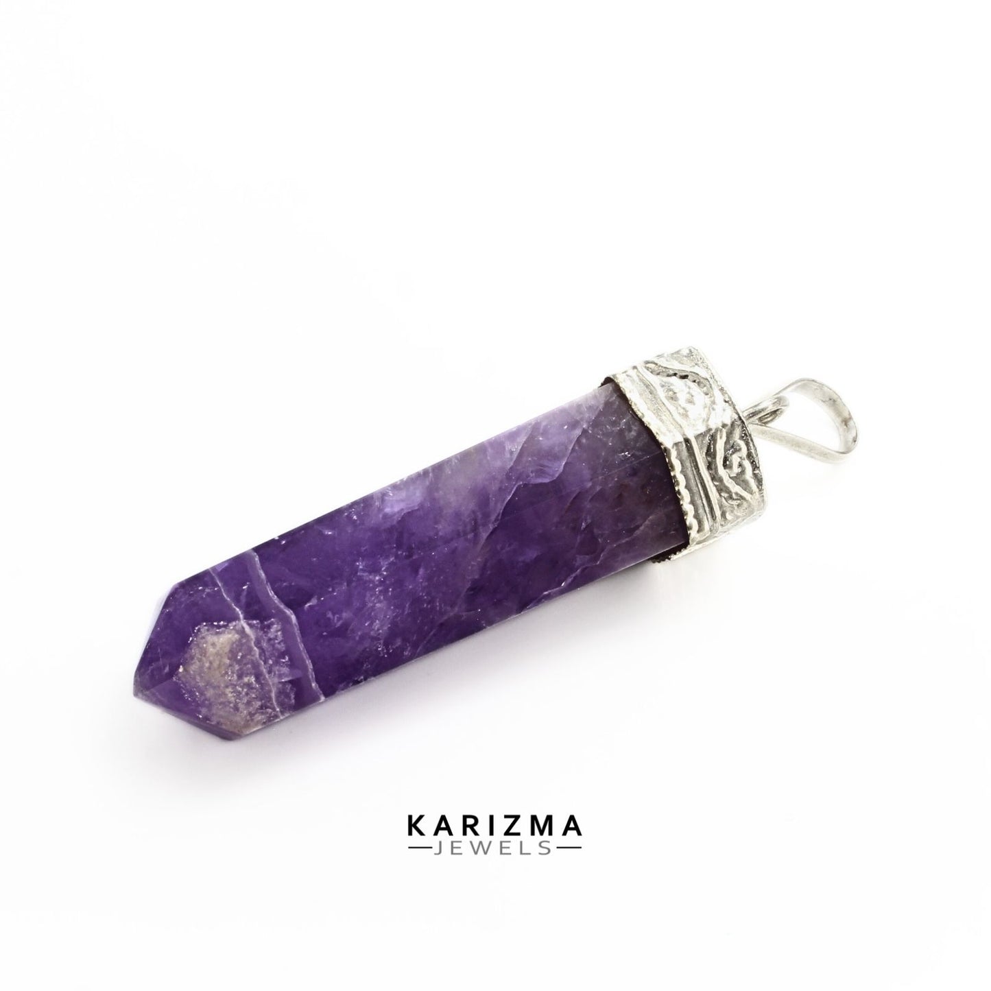 32.8Ct Natural Purple Amethyst Gemstone Healing Point Pencil Pendant