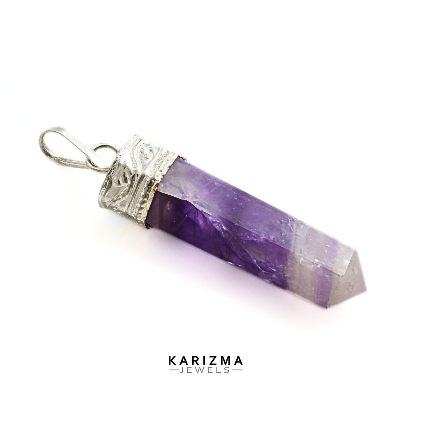 27.3Ct Natural Purple Amethyst Gemstone Healing Point Pencil Pendant