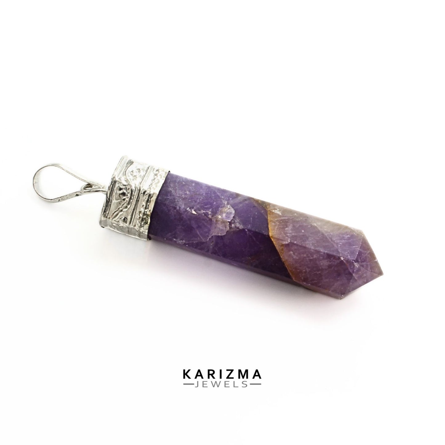 31Ct Natural Purple Amethyst Gemstone Healing Point Pencil Pendant
