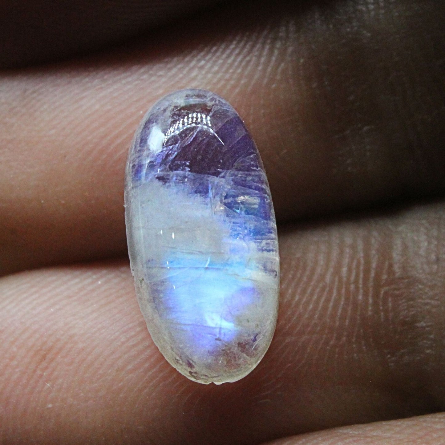 3.5Ct Natural Rainbow Moonstone Oval Cabochon Loose Gemstone