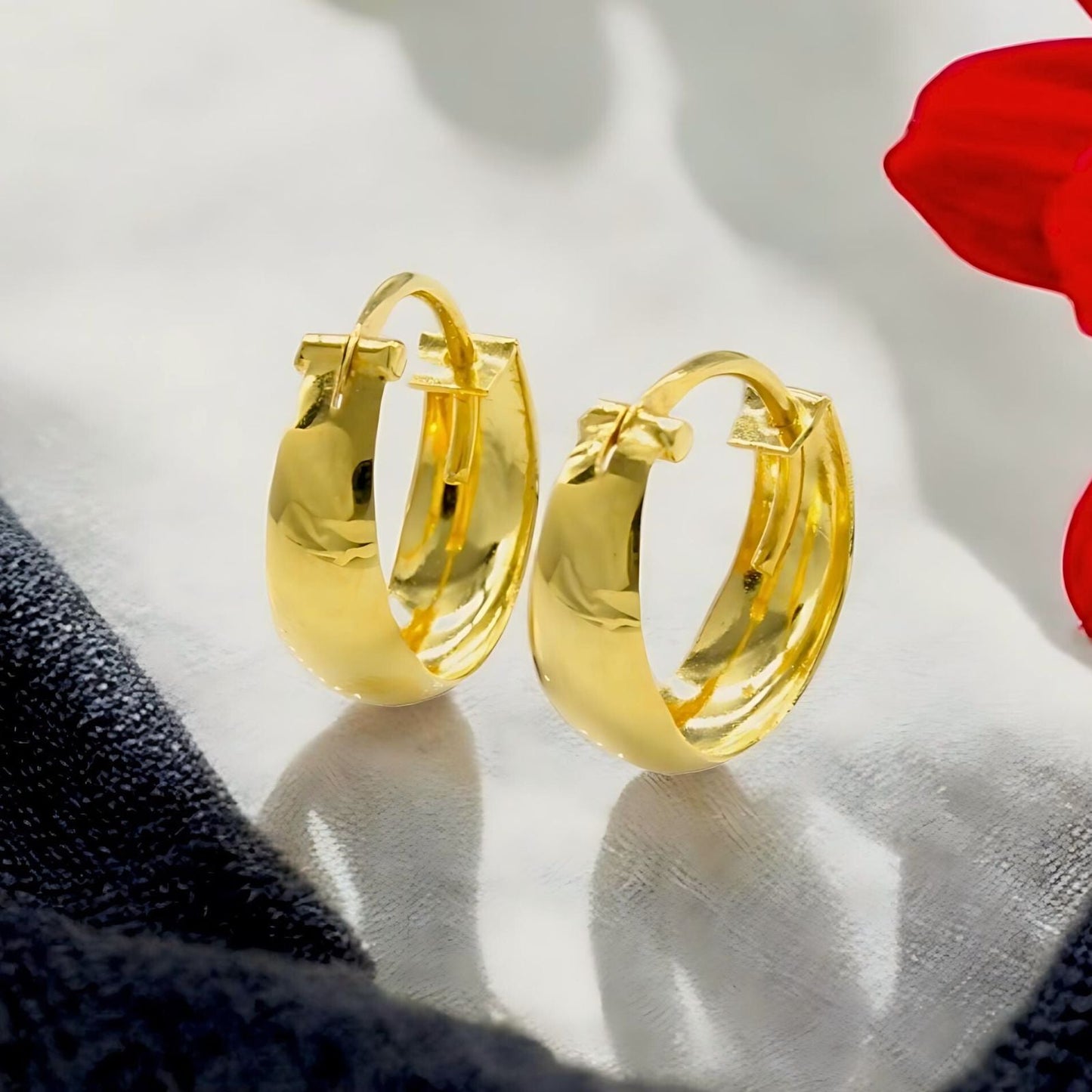 Ethnic Indian hinged hoop Men Women EARRINGS 18k Solid Yellow Gold